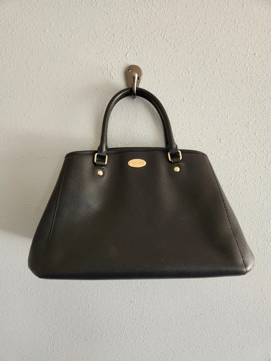 Coach Margot Satchel Bag Dual Tone Hardware Black Leather 12x9x5 - Picture 1 of 10